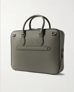 Sartorial Medium Cross-Grain Leather Briefcase Gray