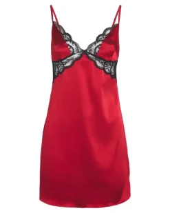 Satin Muse Nachthemd mit Spitzenbesatz - Rot