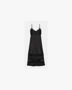 Satin-Nachthemd Mit Spitzenbesatz Black