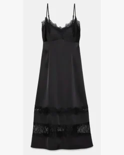 Satin-Nachthemd Mit Spitzenbesatz Black