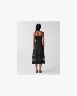 Satin-Nachthemd Mit Spitzenbesatz Black