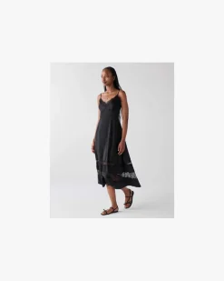Satin-Nachthemd Mit Spitzenbesatz Black