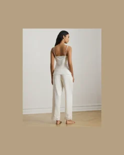 Satin-Pyjama mit Trägertop White