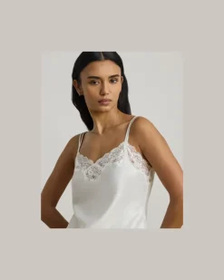 Satin-Pyjama mit Trägertop White