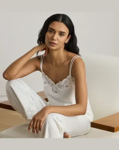 Satin-Pyjama mit Trägertop White