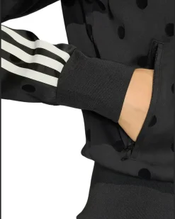 Satin-Sweatshirtjacke mit Polka Dots - Schwarz