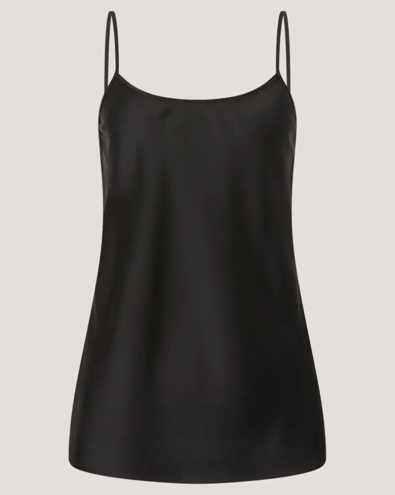 Satin top with thin straps Black