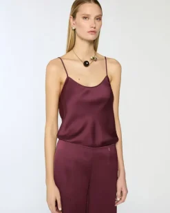 Satin top with thin straps Purple