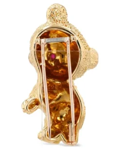 1960s Brosche mit Rubin und Emaille - Gold