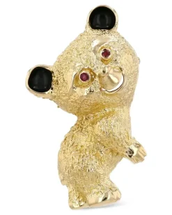 1960s Brosche mit Rubin und Emaille - Gold