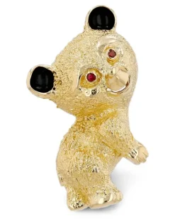 1960s Brosche mit Rubin und Emaille - Gold