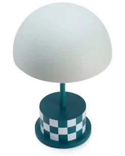 Schachbrettlampe in Kuppelform (27cm x 19cm) - Weiß