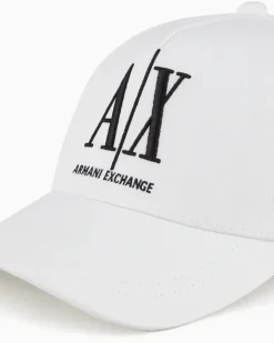 Schirmmütze aus Baumwolle mit gesticktem Logo Icon Weiß