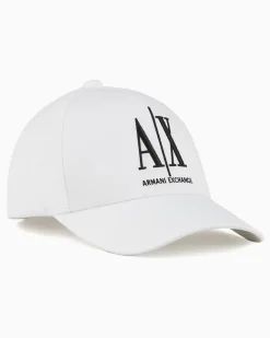 Schirmmütze aus Baumwolle mit gesticktem Logo Icon Weiß