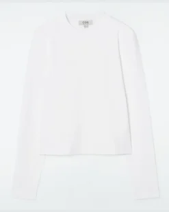 Schlichtes Langarmshirt Mit Normaler Passform Weiß