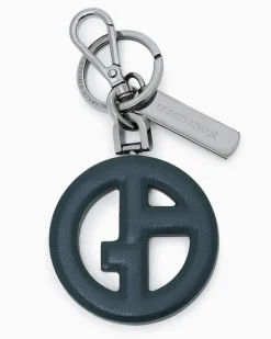 Schlüsselanhänger aus Leder mit rundem Cut-out-Emblem GrüN