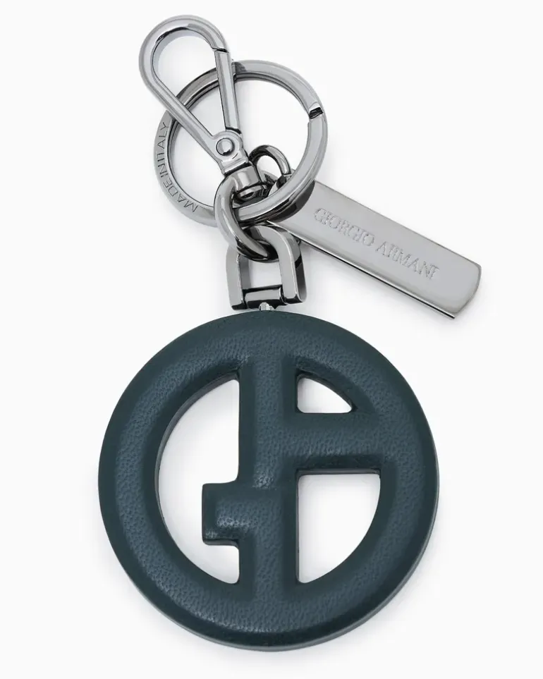 Schlüsselanhänger aus Leder mit rundem Cut-out-Emblem GrüN