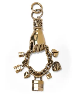 Schlüsselanhänger mit Anhänger und Handmotiv - Gold