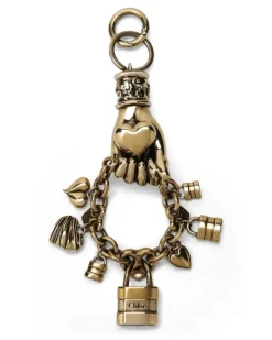 Schlüsselanhänger mit Anhänger und Handmotiv - Gold