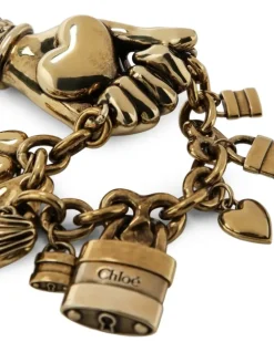 Schlüsselanhänger mit Anhänger und Handmotiv - Gold
