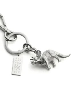 Schlüsselanhänger mit Dino-Anhänger - Silber