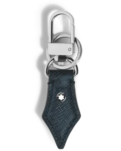 Schlüsselanhänger mit Federdetail aus Sartorial Leder - Tweed-Blau - Leder - MB220358 - Schlüsselringe & Schlüsseletuis