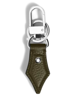 Schlüsselanhänger mit Federdetail aus Grain Leder - Khaki - Leder - MB220458 - Schlüsselringe & Schlüsseletuis