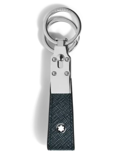 Schlüsselanhänger mit Schlaufe aus Sartorial Leder - Tweed-Blau - Leder - MB220397 - Schlüsselringe & Schlüsseletuis