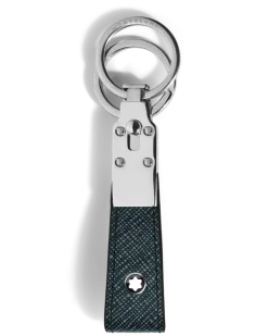 Schlüsselanhänger mit Schlaufe aus Sartorial Leder - Tweed-Blau - Leder - MB220397 - Schlüsselringe & Schlüsseletuis