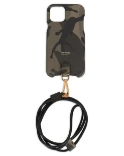 Schlüsselband-Handyhülle mit Camouflage-Print - Grün