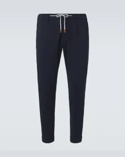 Schmale Hose aus einem Baumwollgemisch Blau