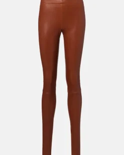 Schmale Hose Carolyn aus Leder Braun