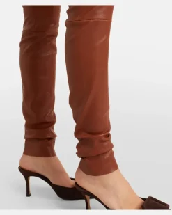 Schmale Hose Carolyn aus Leder Braun