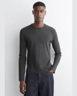 Schmales, Geripptes Langarmshirt Aus Baumwolle Grau