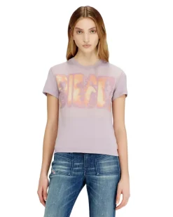 Schmales Jersey-T-Shirt mit Grafikdruck - T-Shirts - Damen - Violett