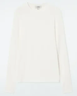Schmales Leichtes Langarmshirt Weiß