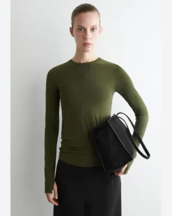 Schmales Leichtes Langarmshirt GrüN