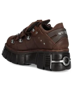 Schnürschuhe mit Plateausohle - Braun