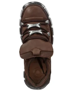 Schnürschuhe mit Plateausohle - Braun