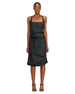Schürzenkleid aus Taft mit offenem Rücken - Kleider - Damen - Schwarz