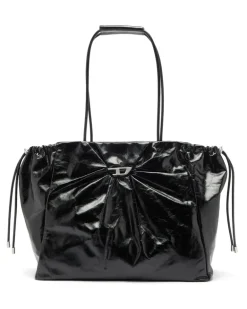 Scrunch-D - Tote-Bag aus glänzendem, geknittertem Leder - Shoppers - Damen - Schwarz