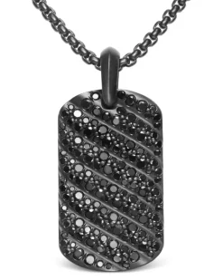 Sculpted Cable Anhänger mit Diamanten - Schwarz