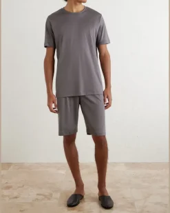 Sea Island Cotton-Jersey Pyjama Set Brown