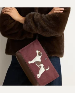 Segeltuch-Pochette mit gesticktem Hund Purple