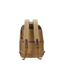 Segeltuchrucksack mit Lederbesatz Tan
