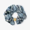 Seidenscrunchie in Check Bank-Blau