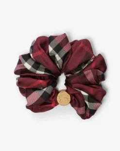 Seidenscrunchie in Check Oxblood-Rot