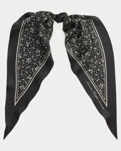 Seidentuch mit Blumenmuster Black