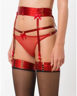 Semi-transparenter Harness-Tanga - Rot
