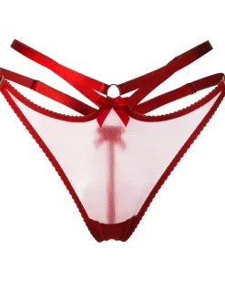 Semi-transparenter Harness-Tanga - Rot